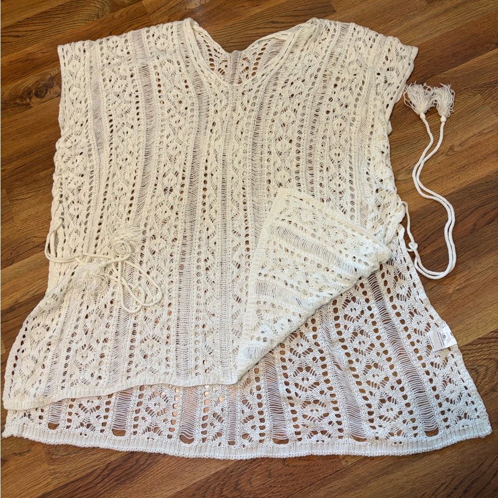 Cream Crochet Knit Swimsuit Cover - Picture 2 of 4